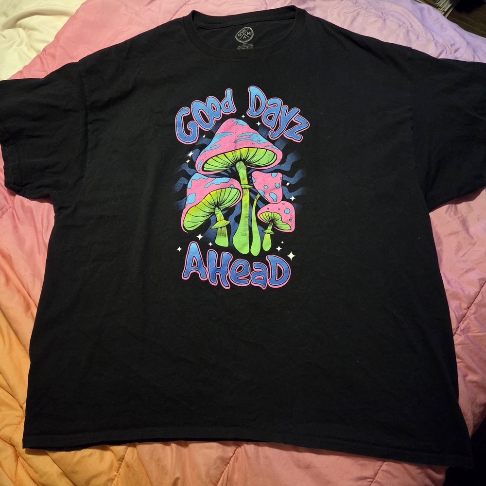 Black Graphic Tee with Colorful Design
